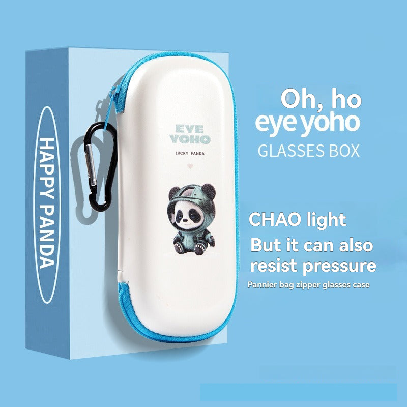 Zipper Glasses Case, Large Capacity, Cartoon Cute Panda Glasses Case, Portable Anti-Stress Sunglasses Case For Boys And Girls, Students And Children