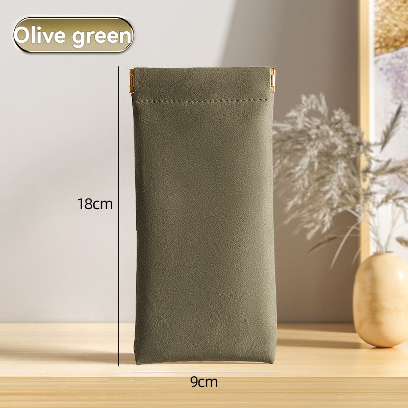 Portable Glasses Bag, Travel Sunglasses Storage Bag, Anti-Pressure Magnetic Velvet Bag, Automatic Closing Storage Bag