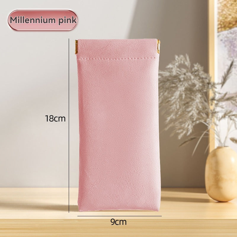Portable Glasses Bag, Travel Sunglasses Storage Bag, Anti-Pressure Magnetic Velvet Bag, Automatic Closing Storage Bag