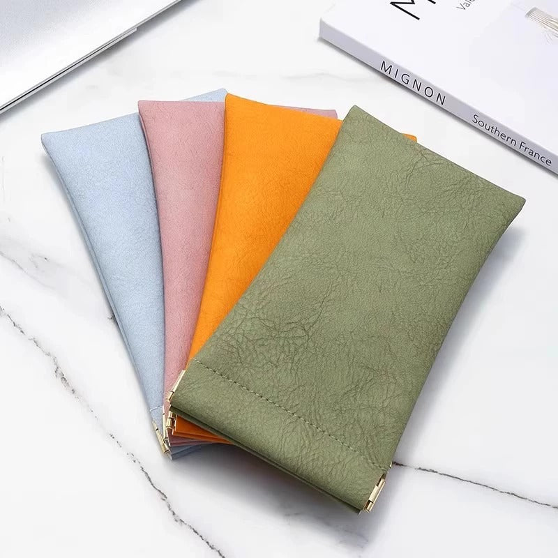 Portable Glasses Bag, Travel Sunglasses Storage Bag, Anti-Pressure Magnetic Velvet Bag, Automatic Closing Storage Bag