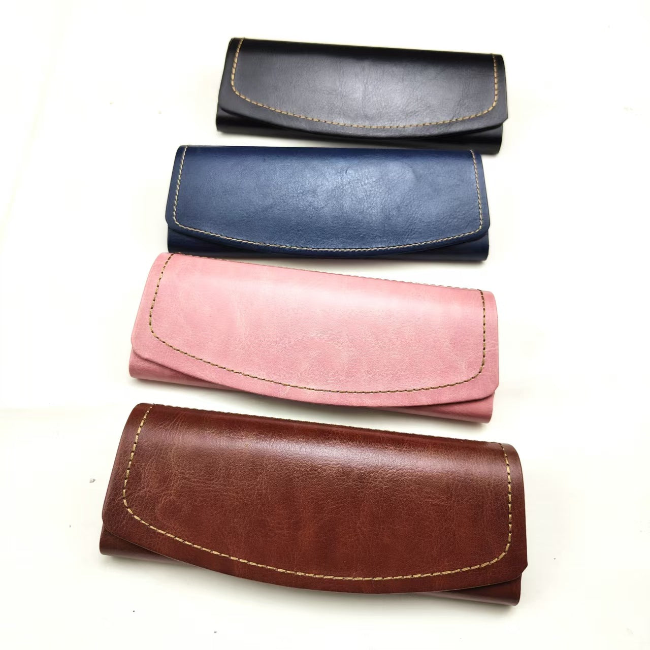 Japanese And Korean Genuine Leather Oil Wax Flip-Top Men'S And Women'S Glasses Cases For Outdoor Portable Leather Myopia Glasses Protective Anti-Pressure Storage Box