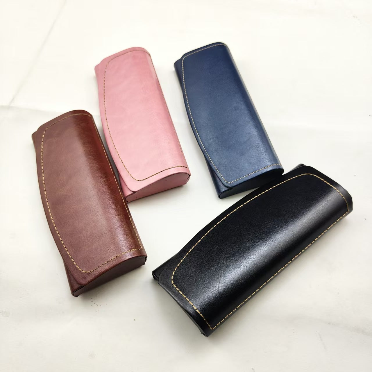 Japanese And Korean Genuine Leather Oil Wax Flip-Top Men'S And Women'S Glasses Cases For Outdoor Portable Leather Myopia Glasses Protective Anti-Pressure Storage Box